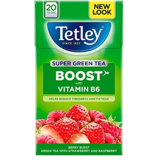 Tetley Super Green Tea Boost Strawberry & Raspberry (20x2g)