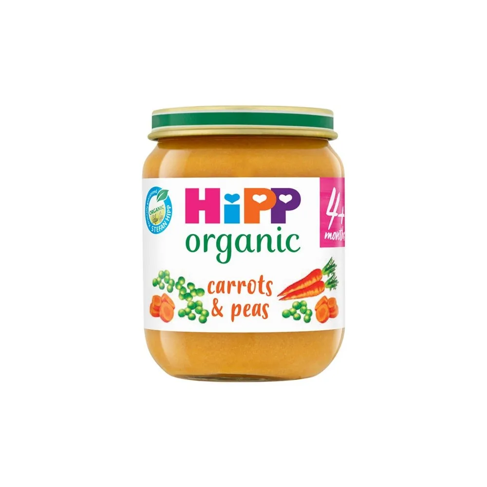 HiPP Organic Carrots and Peas Baby Food Jar 4+ Months 125g HiPP Organic Carrots and Peas Baby Food Jar 4+ Months 125g