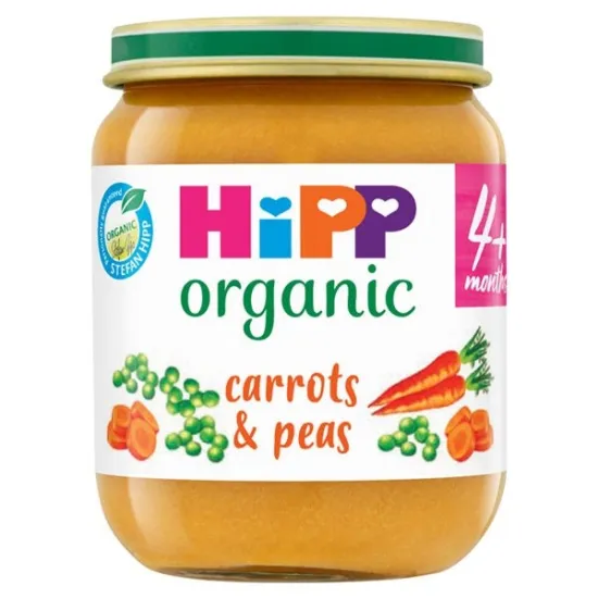 HiPP Organic Carrots and Peas Baby Food Jar 4+ Months 125g HiPP Organic Carrots and Peas Baby Food Jar 4+ Months 125g
