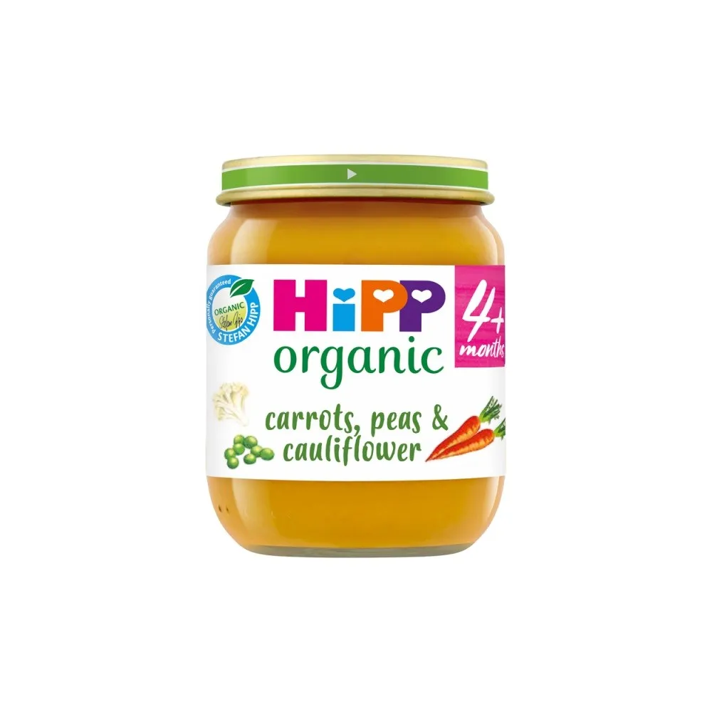 Hipp Organic Carrots Peas Cauliflower Baby Food Jar 4+ Months 125g Hipp Organic Carrots Peas Cauliflower Baby Food Jar 4+ Months 125g