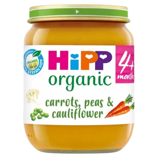 Hipp Organic Carrots Peas Cauliflower Baby Food Jar 4+ Months 125g Hipp Organic Carrots Peas Cauliflower Baby Food Jar 4+ Months 125g