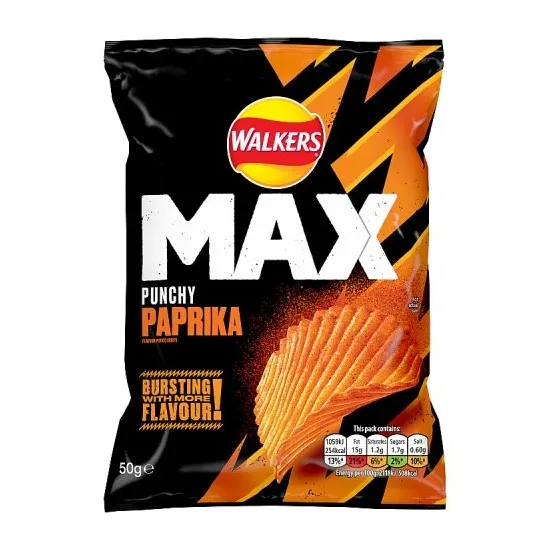 Walkers Max Punchy Paprika Crisps 50g