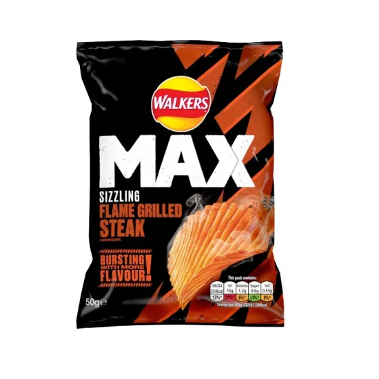 Walkers Max Sizzling Flame Grilled Steak Crisps 50g