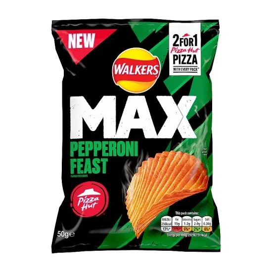 Walkers Max Pizza Hut Pepperoni Feast Grab Bag Crisps 50g