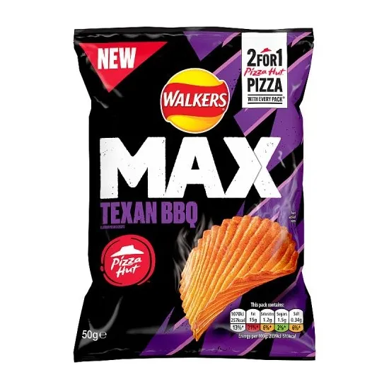 Walkers Max Pizza Hut Texan BBQ Grab Bag Crisps 50g