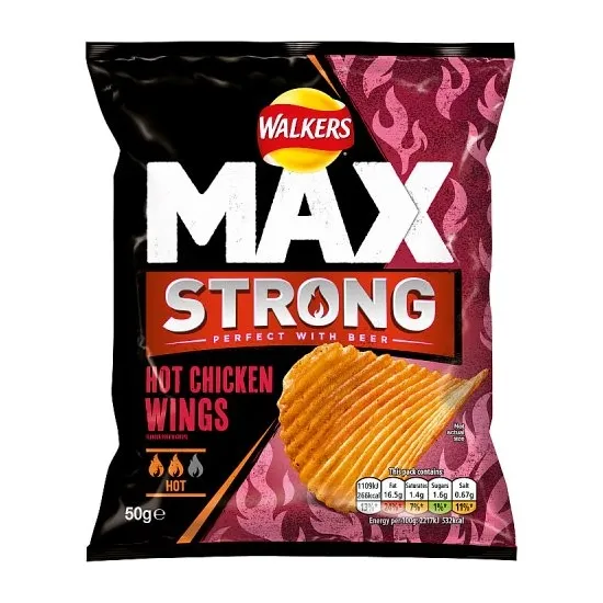Walkers Max Strong Hot Chicken Wings Crisps 50g