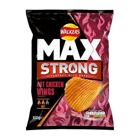 Walkers Max Strong Hot Chicken Wings Sharing Crisps 150g