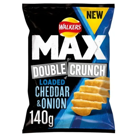 Walkers Max Double Crunch Loaded Cheddar & Onion Sharing Crisps 140g