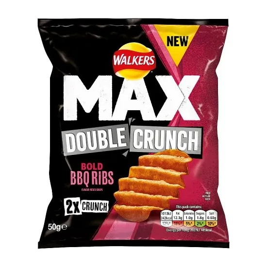 Walkers Max Double Crunch Bold BBQ Ribs Crisps 50g