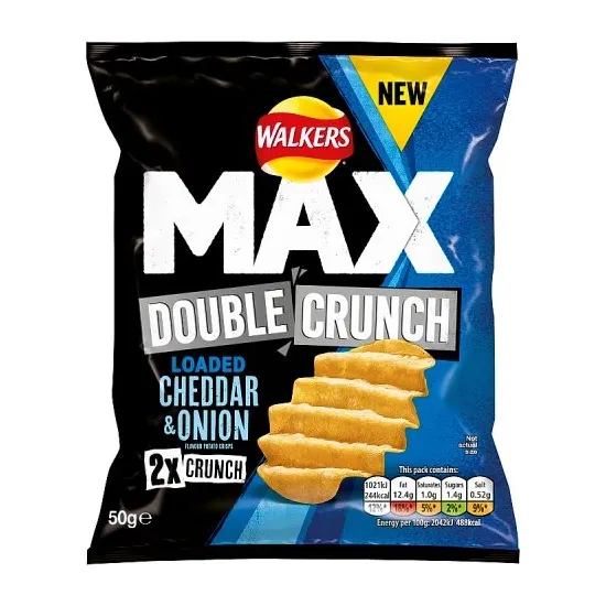 Walkers Max Double Crunch Loaded Cheddar & Onion Crisps 50g