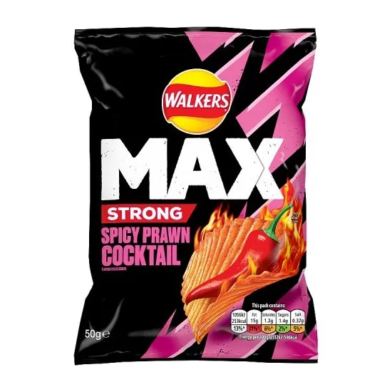 Walkers Max Strong Spicy Prawn Cocktail Grab Bag Crisps 50g