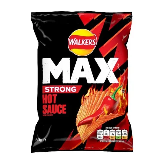 Walkers Max Strong Hot Sauce Grab Bag Crisps 50g