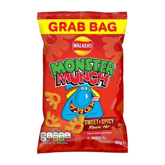 Walkers Monster Munch Flamin' Hot Snacks Crisps 40g