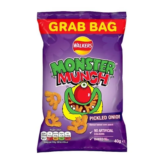 Walkers Monster Munch Pickled Onion Snacks Crisps 40g