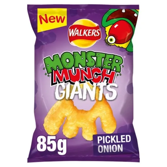 Walkers Monster Munch Giants Pickled Onion Sharing Snacks Crisps 85g