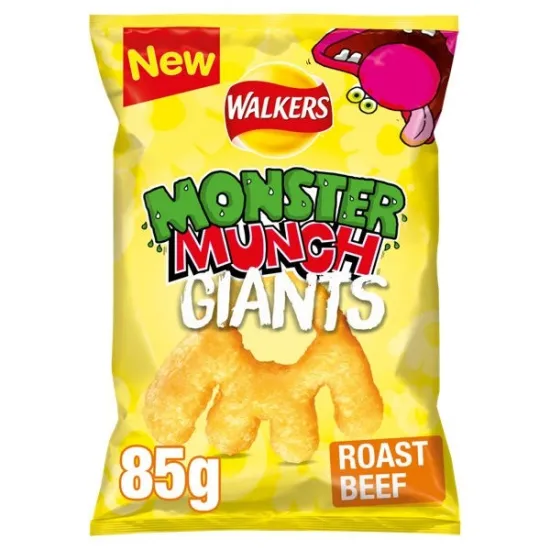Walkers Monster Munch Giants Roast Beef Snacks Crisps 85g