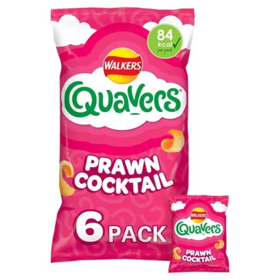 Walkers Quavers Prawn Cocktail Multipack Snacks 6x16g (Compact)