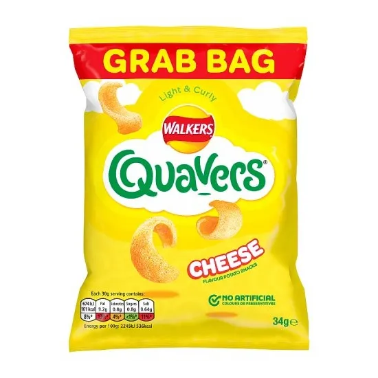 Walkers Quavers Cheese Snacks Crisps 34g