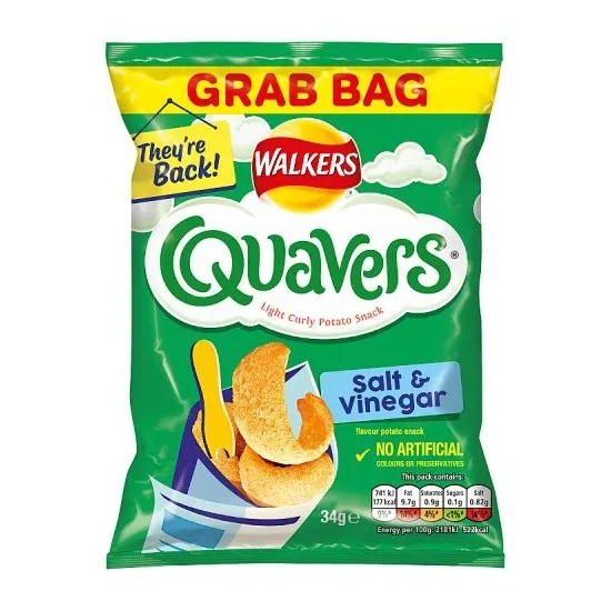 Walkers Quavers Salt & Vinegar Snacks 34g
