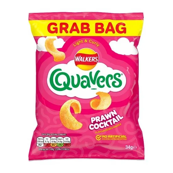 Walkers Quavers Prawn Cocktail Snacks Crisps 34g