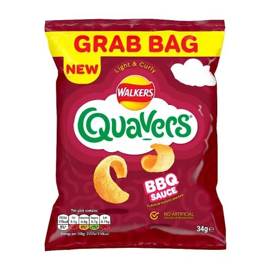 Walkers Quavers BBQ Sauce Snacks Crisps 34g