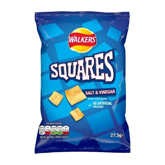 Walkers Squares Salt & Vinegar Snacks Crisps 27.5g