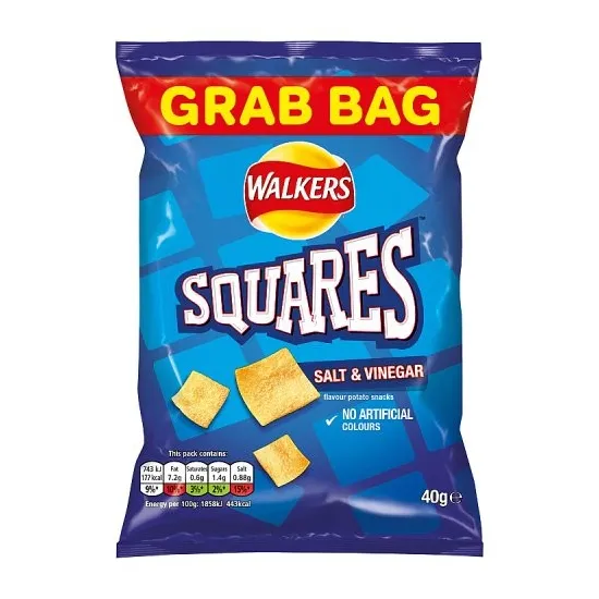 Walkers Squares Salt & Vinegar Snacks Crisps 40g