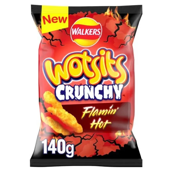 Walkers Wotsits Crunchy Flamin' Hot Snacks Crisps 140g