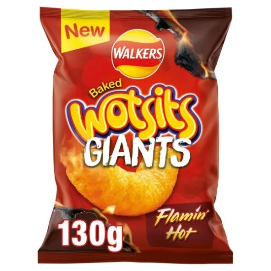 Walkers Wotsits Giants Flamin' Hot Snacks Crisps 130g