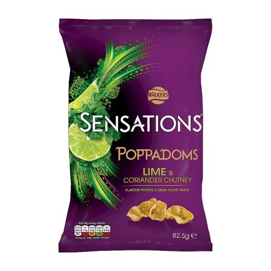 Walkers Sensations Lime & Coriander Chutney Sharing Poppadoms 82.5g