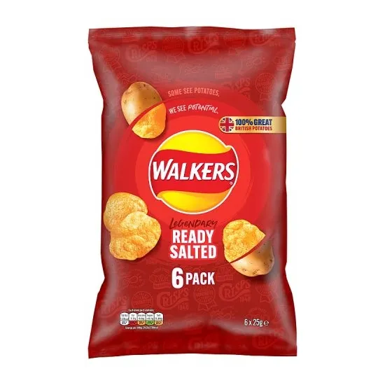 Walkers Ready Salted Multipack Crisps 6x25g