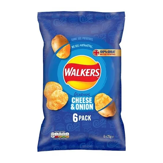 Walkers Cheese & Onion Multipack Crisps 6x25g