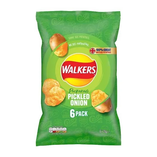 Walkers Crisps Pickled Onion 6x25g