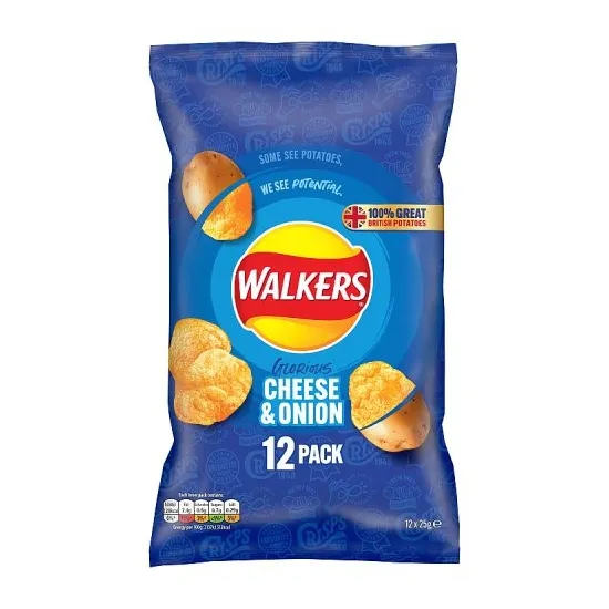 Walkers Cheese & Onion Multipack Crisps 12x25g