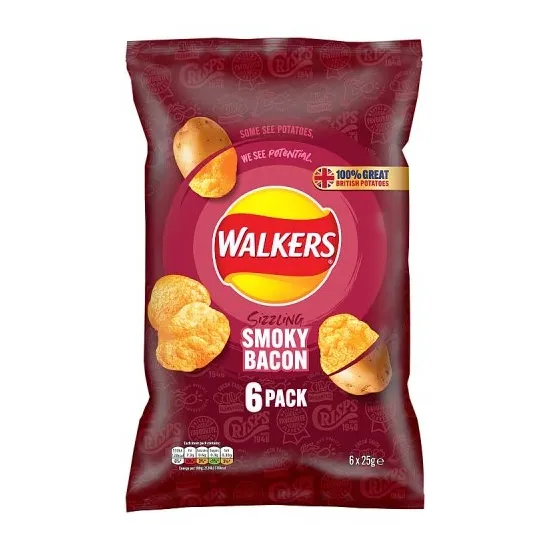 Walkers Smoky Bacon Multipack Crisps 6x25g