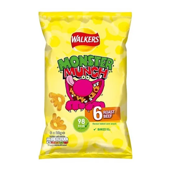 Walkers Monster Munch Roast Beef Multipack Snacks Crisps 6x20g