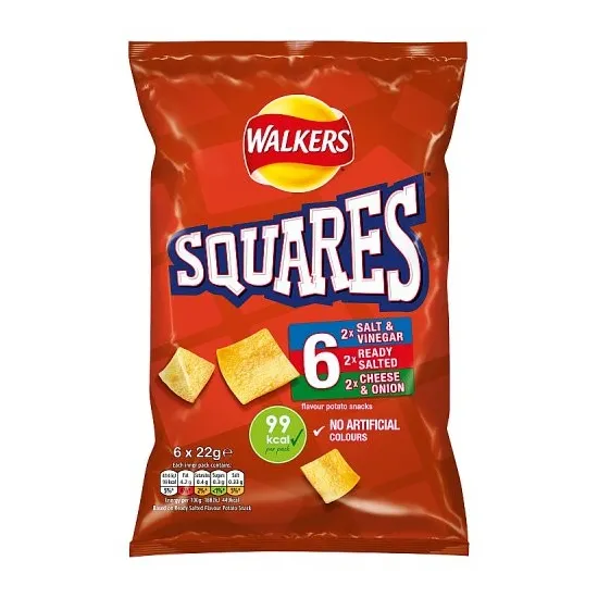 Walkers Squares Flavour Potato Snacks 6 x 22g