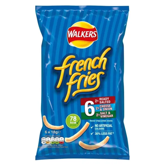 Walkers French Fries Flavour Crispy Potato Snacks 6 x 18g