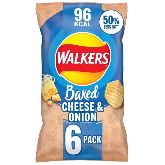 Walkers Baked Cheese & Onion Multipack Snacks Crisps 6 x 22g