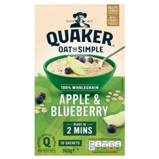 Quaker Oat So Simple Apple & Blueberry Porridge Sachets 10x36g