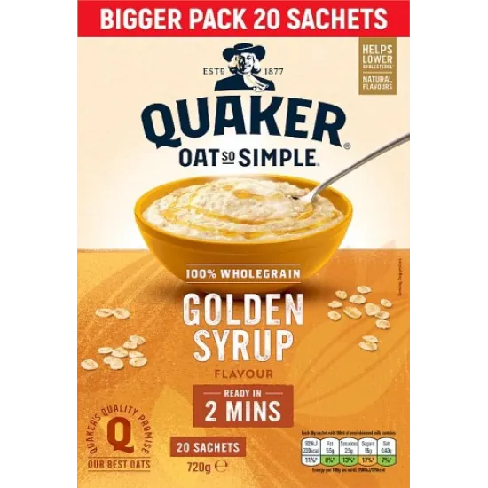 Quaker Oat So Simple Golden Syrup Family Pack Porridge Sachets 20x36g