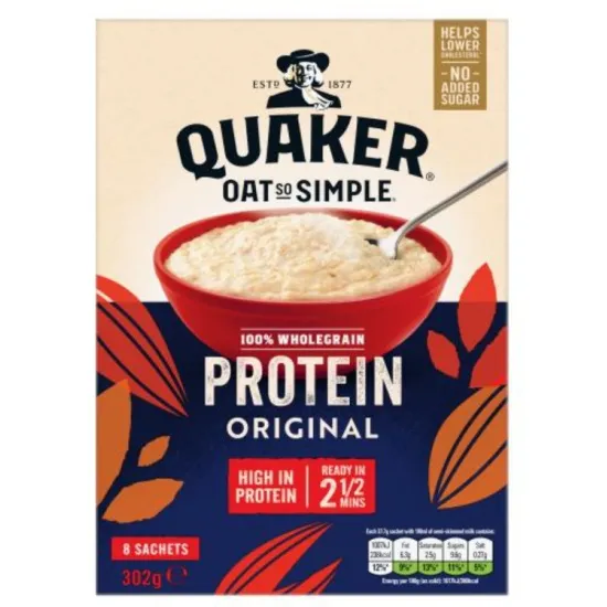 Quaker Oat So Simple Protein Original Porridge Sachets 8x37.75g