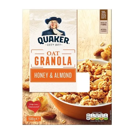 Quaker Oat Honey & Almond Granola Cereal 500g