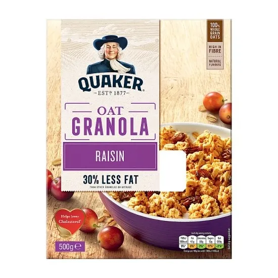 Quaker Oat Raisin Granola Cereal 500g