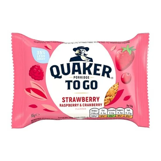 Quaker Porridge To Go Mixed Berries Breakfast Bar 55g