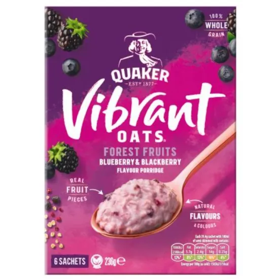 Quaker Vibrant Oats Forest Fruits Porridge Sachets 6x39.4g