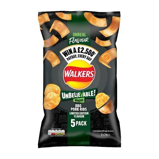 Walkers Vegan BBQ Pork Rib 5pk Crisps