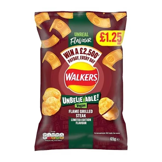 Walkers Vegan Flame Grilled Steak 65G £1.25 PMP Crisps