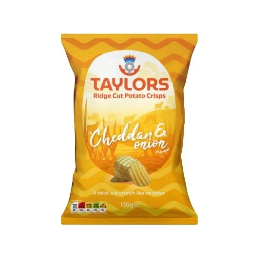 Taylors Cheddar & Onion Flavour Ridge Cut Potato Crisps 150g