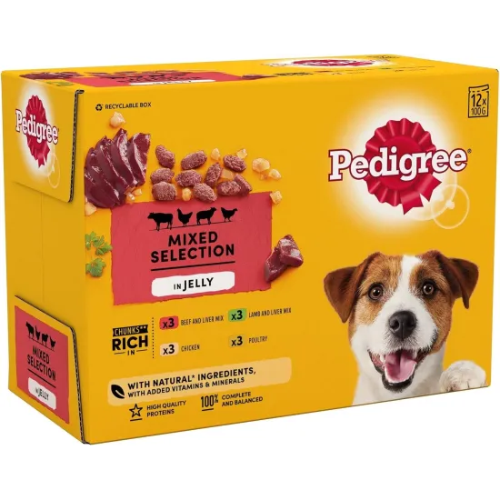 Pedigree Puppy Pouches Mixed Varieties in Jelly 12x100g
